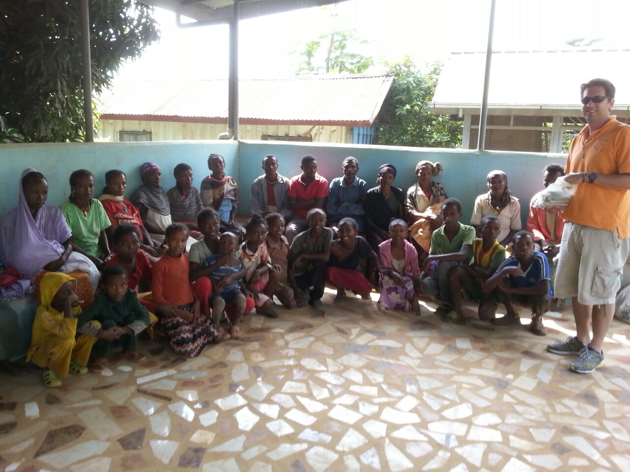 Distributing toothbrushes to community members at the Don Bosco clinic in Dilla, Ethiopia (Provided photo)