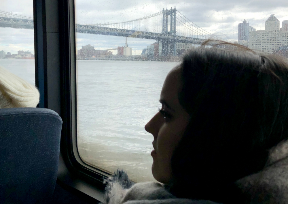 Writer Sarabella Muise, pensive on a Statue of Liberty boat tour (Provided photo)
