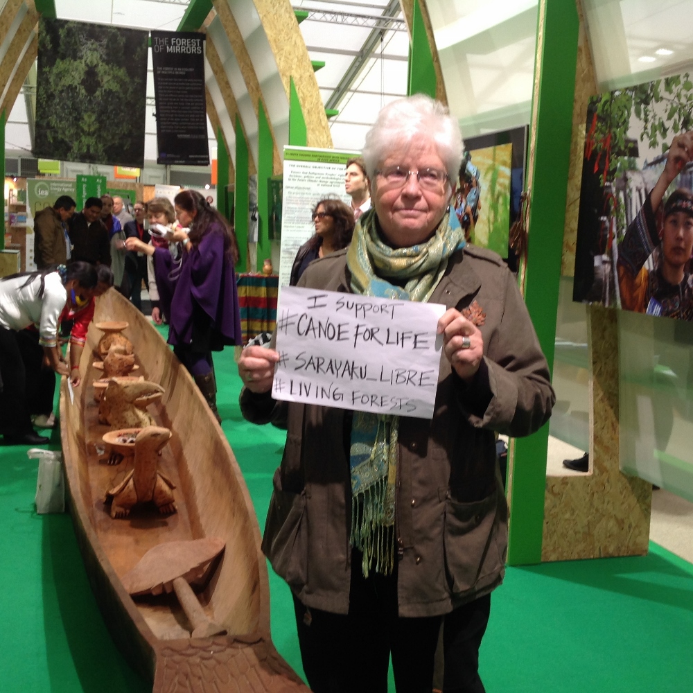 Dominican Sr. Patricia Siemen at the canoe of life. (Elise D. Garcia)