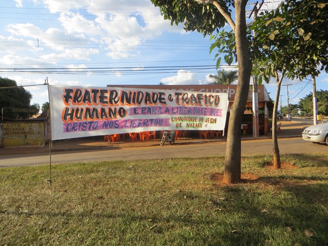 A sign for the May 31 event proclaiming our brotherhood and freedom in Christ. (Maureen Finn)