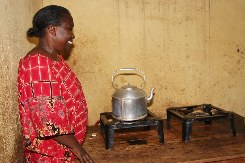 Josephine proudly shows us her stove. (Caroljean Willie)
