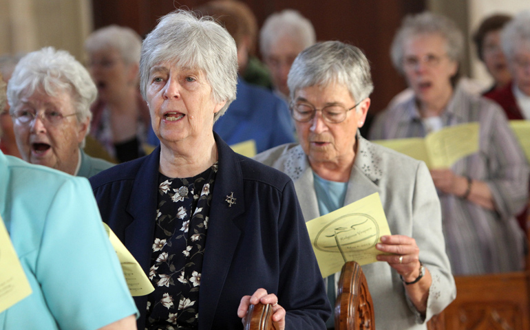 Nuns sing during a prayer service for men and women religious at St. Anthony High School in South Huntington, N.Y., in 2012. (CNS/Long Island Catholic/Gregory A. Shemitz)
