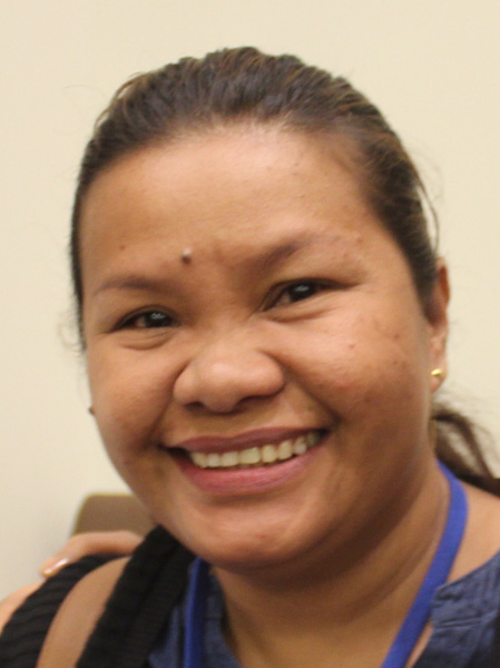 Mely Lenario, a one-time trafficked woman from the Philippines, spoke at the March 13 event at the United Nations, which focused on human trafficking in rural areas. (GSR photo / Chris Herlinger)