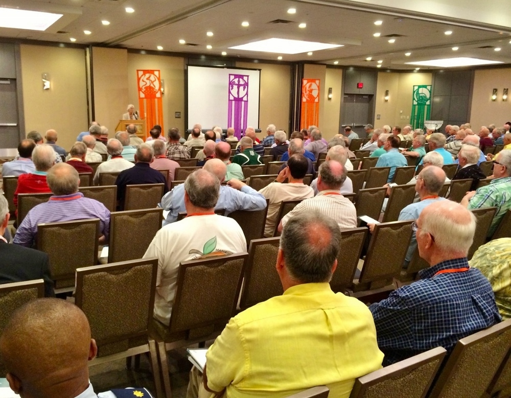 Members of the Association of U.S. Catholic Priests at their third annual assembly listening to Bergant. (Tom Fox)