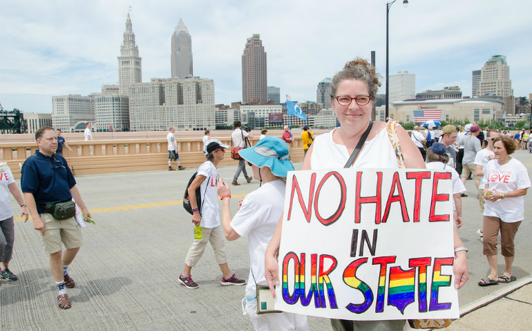 One of the estimated 3,000 participants in the Circle the City with Love demonstration in Cleveland, Ohio, July 17, 2016. (Courtesy of Circle the City with Love organizers)