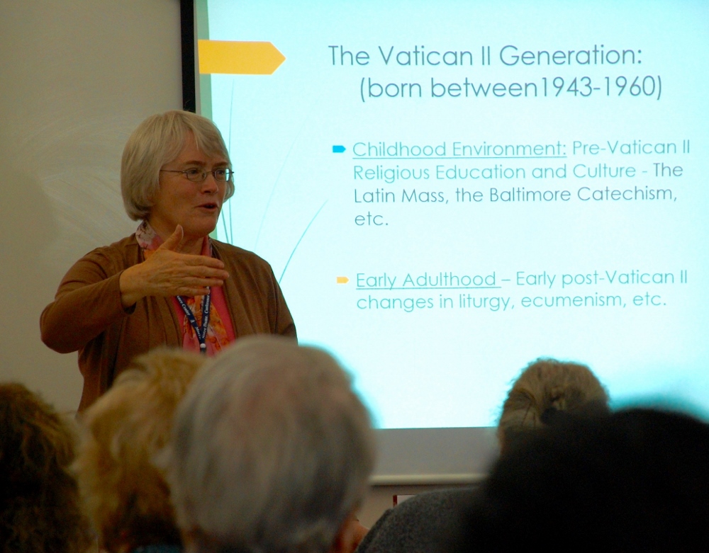 Sister of Charity Patricia Wittberg, one of the authors of “New Generations of Catholic Sisters,” spoke Friday at the Nun in the World symposium in London. (Dan Stockman)