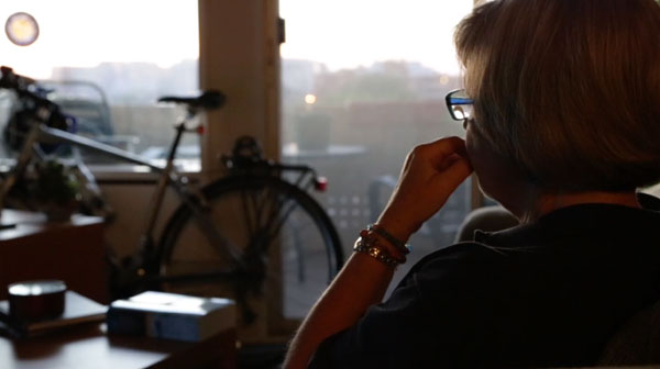 Sr. Simone Campbell sits in her office during a quiet moment of reflection. (Melissa Regan)