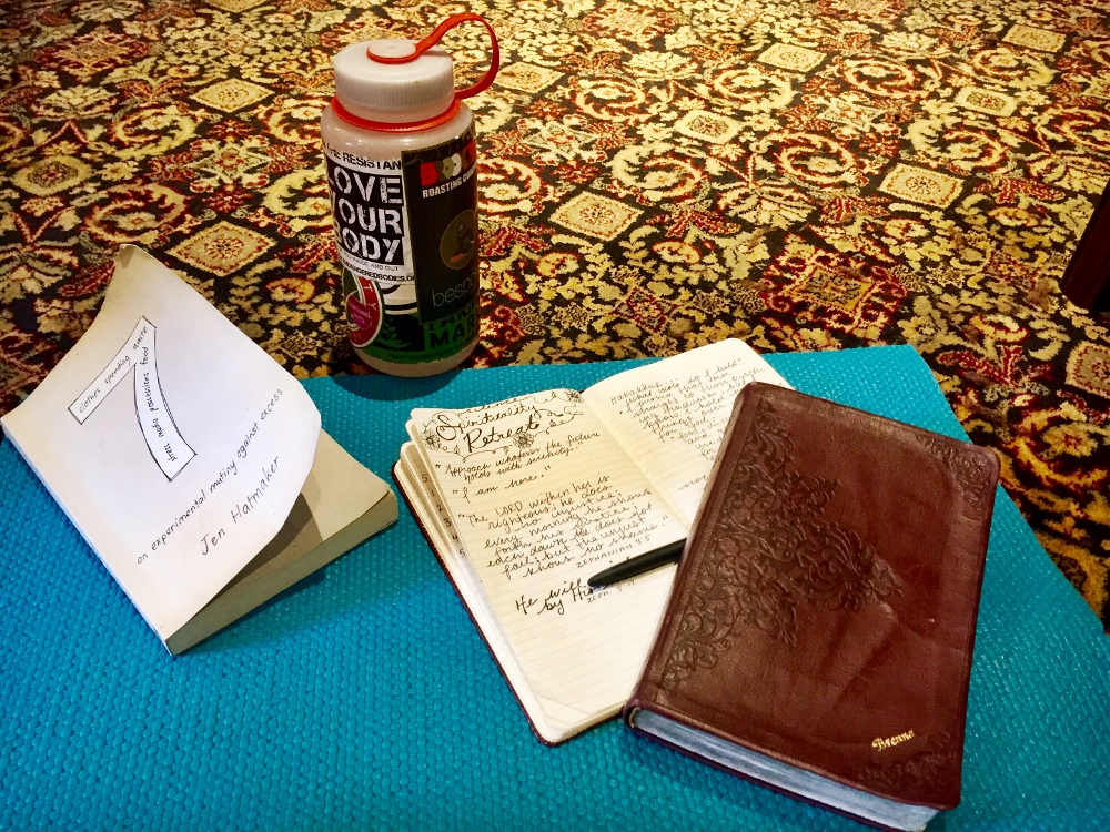 My materials for the Silent Spirituality Retreat, including "7: An Experimental Mutiny Against Excess." (Brenna Neimanis)