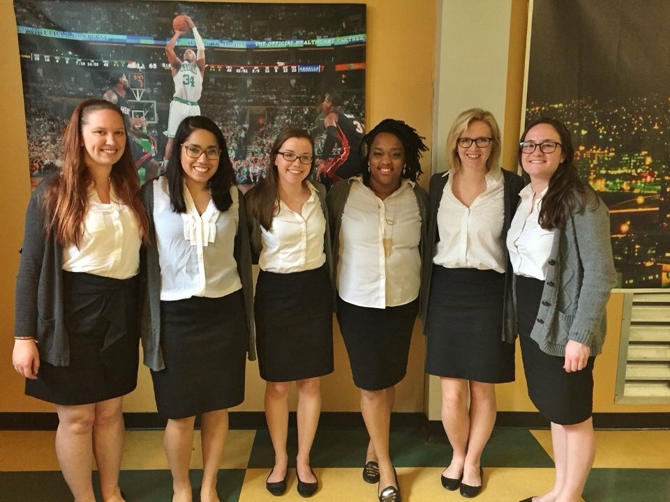 The 2014-2015 AmeriCorps volunteers at Cristo Rey Boston High School dress to match each other on Clone Day during Spirit Week. (Provided photo)