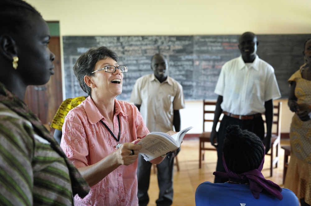 Sr. Sandra Amado, a Comboni sister from Brazil, teaches a class in 2012 at a teacher training institute in Yambio, South Sudan. (CNS / Paul Jeffrey)