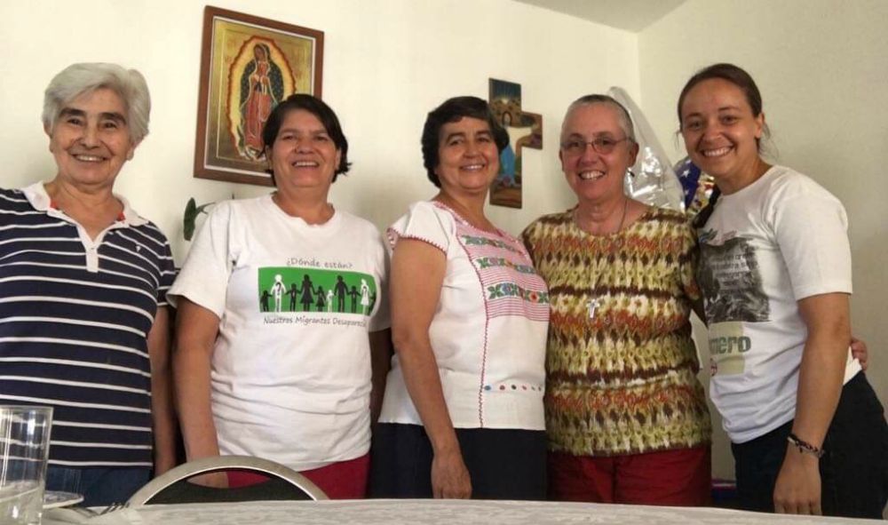 Sr. Tracey Horan, right, with her new housemates, the Missionary Sisters of the Eucharist, and one of her Sisters of Providence (Provided photo)