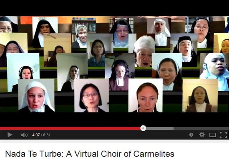 Screen shot of video of virtual choir posted on YouTube.