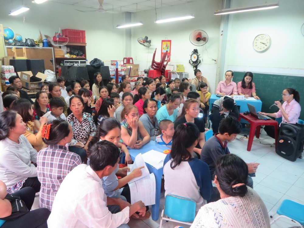 Women attend a monthly meeting run by Dominican sisters. (Courtesy of Binh Trieu Development Center)