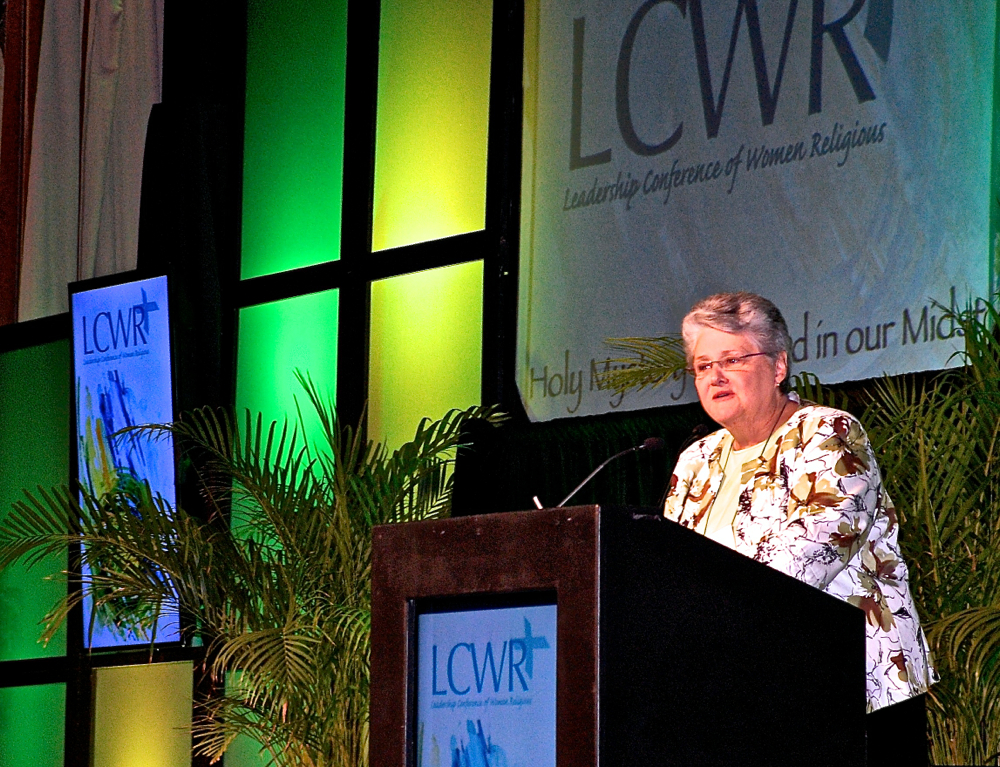 Sr. Nancy Schreck gave the keynote address yesterday, "However Long the Night." (Dan Stockman)