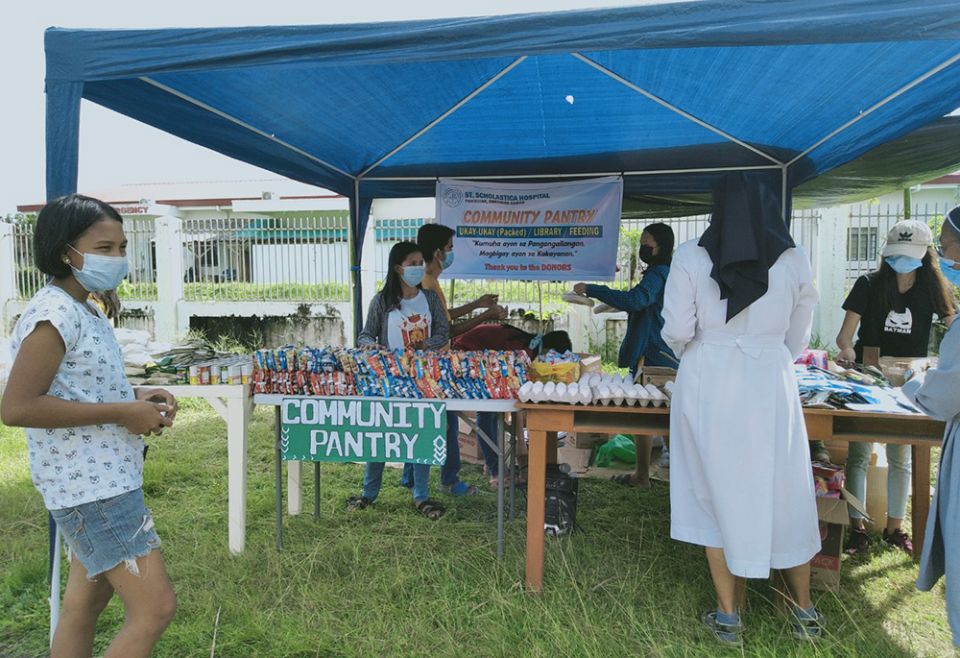 The Socio-Pastoral Apostolate implements the missionary endeavors of the Manila Priory, the religious house of the Missionary Benedictine Sisters in the Philippines. SPA sisters serve those on the margins with efforts like the pantry pictured above.