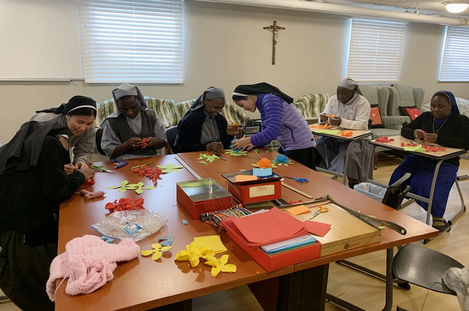 During Christmas break when students at Assumption College for Sisters were still "COVID-bound," a few of the sisters took turns teaching crafts to the others. (Courtesy of Assumption College for Sisters)