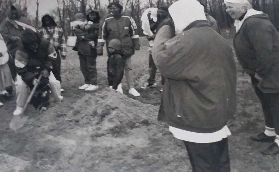 An outing for the residents of Dehon House in 1995. Dominican Sr. Lois McGovern is watching from the far right, as the residents plant a tree. (Provided photo) An outing for the residents of Dehon House in 1995. Dominican Sr. Lois McGovern is watching from the far right, as the residents plant a tree. (Provided photo)