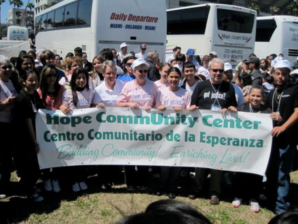 Hope CommUnity Center members at an immigration rally and march in Washington, D.C., about 10 years ago. (Courtesy of Hope CommUnity Center)