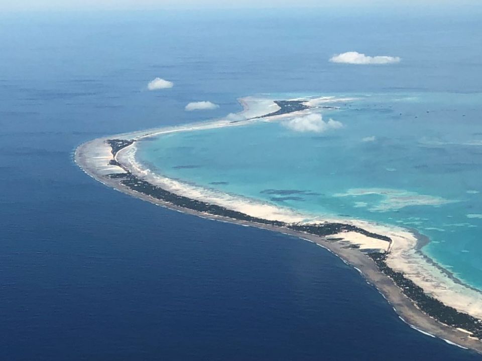 The view of Kiribati from an arriving plane (Courtesy of Meg Kahler)
