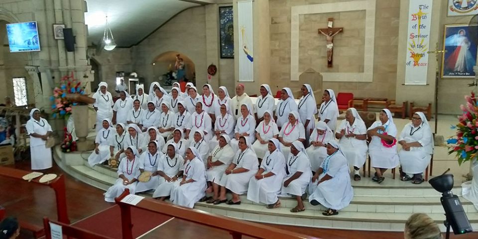 The Sisters of Our Lady of Nazareth gather in the Sacred Heart Cathedral in Suva, Fiji, after their chapter. (Courtesy of Patricia Molia)