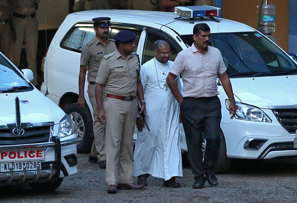 Bishop Franco Mulakkal is seen outside a crime branch office in Cochin, India, Sept. 19, 2018. On Jan. 14, a court in southern India's Kerala state acquitted him of all charges of raping a nun. (CNS) Bishop Franco Mulakkal is seen outside a crime branch office in Cochin, India, Sept. 19, 2018. On Jan. 14, a court in southern India's Kerala state acquitted him of all charges of raping a nun. (CNS)