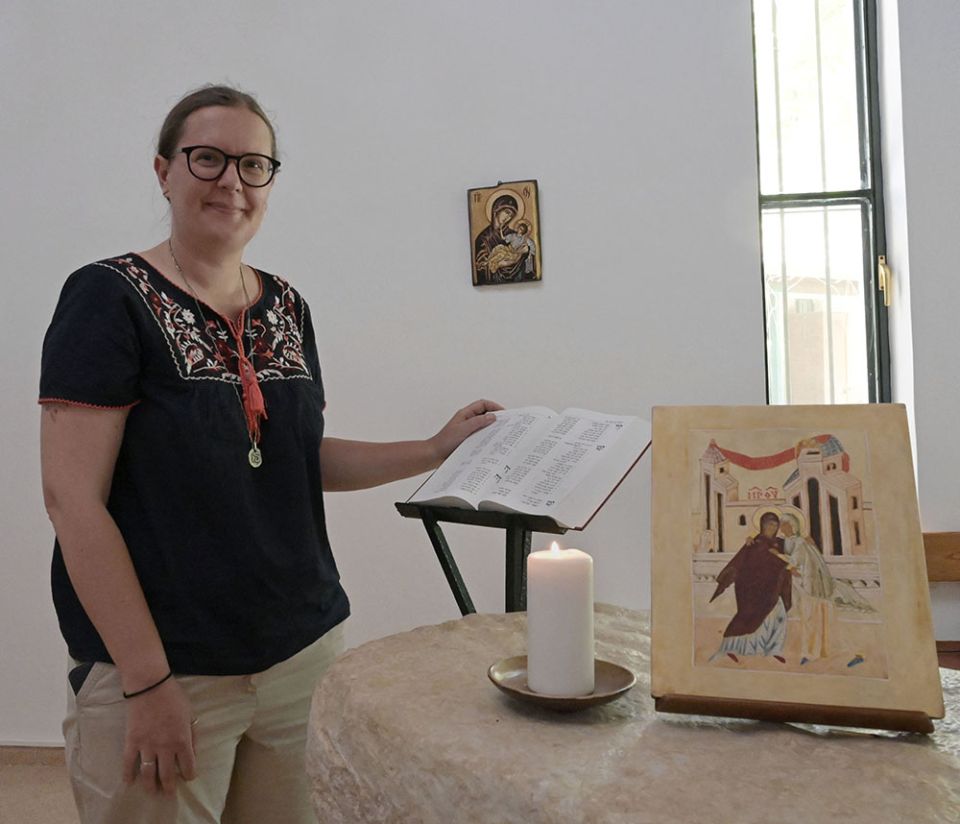 Sr. Kasia Kowalska, a member of Our Lady of Sion from Krakow, Poland, poses in the chapel of the Notre Dame de Sion convent in West Jerusalem on July 18.