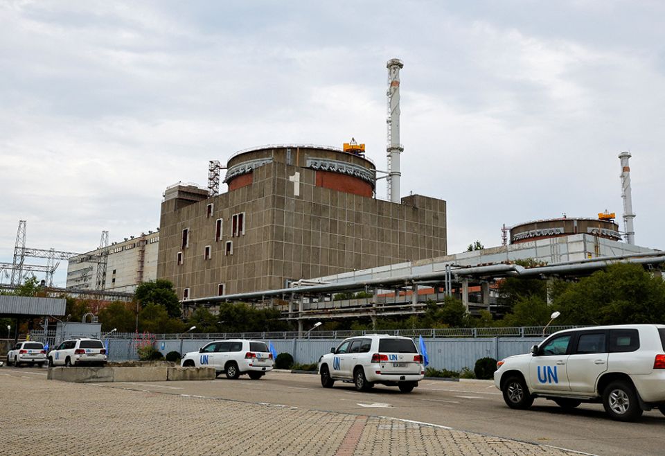 A motorcade transporting the International Atomic Energy Agency expert mission arrives at the Zaporizhzhia Nuclear Power Plant on Sept. 1 in the course of Ukraine-Russia conflict outside the Russian-controlled city of Enerhodar in eastern Ukraine. (CNS/Re A motorcade transporting the International Atomic Energy Agency expert mission arrives at the Zaporizhzhia Nuclear Power Plant on Sept. 1 in the course of Ukraine-Russia conflict outside the Russian-controlled city of Enerhodar in eastern Ukraine. (CNS/Re