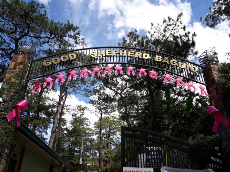 At Christmas, the much-visited Religious of the Good Shepherd compound in the mountain city of Baguio, a tourist destination, was decked with pink parols (star-shaped lanterns), a Filipino Christmas symbol, as were many other convents and schools. (Provid