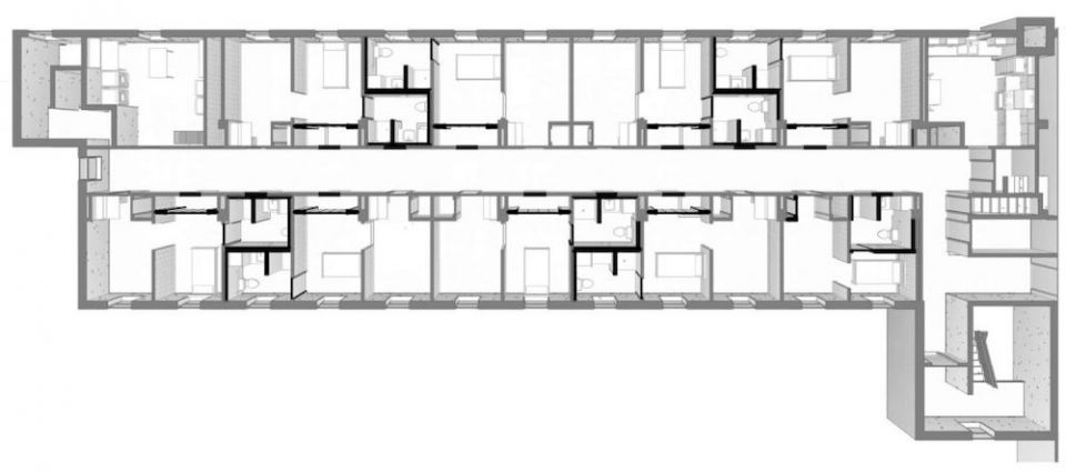 This drawing shows the layout of the fifth floor of the Monastery of St. Gertrude's residential Annex, with an overlay of the new renovations, creating suites for the Benedictine Cohousing Companions. (Provided photo)