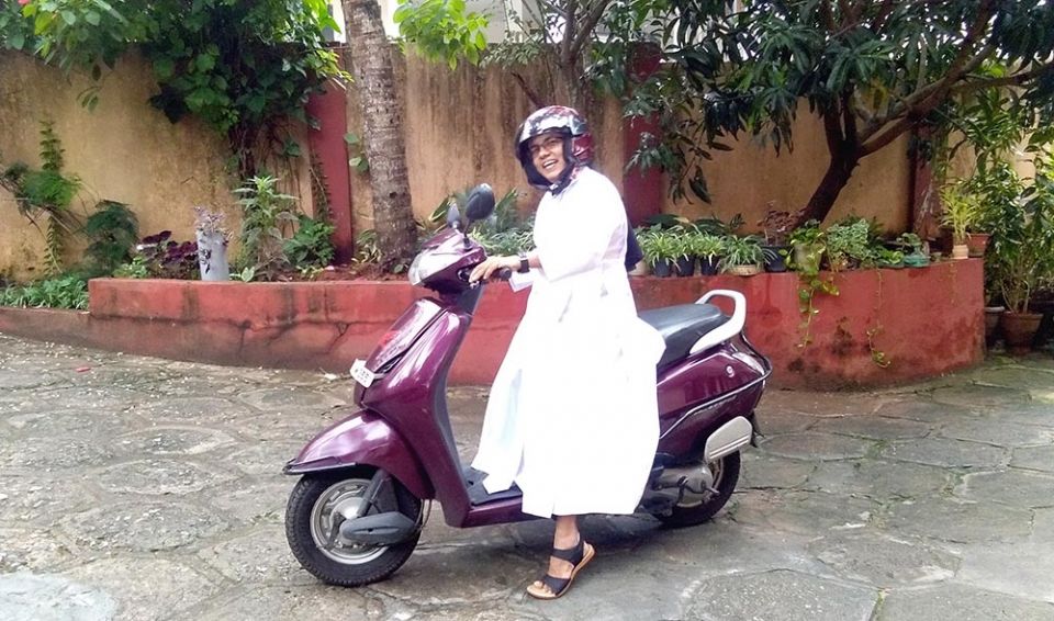 Sr. Sunitha Ruby, a member of the Congregation of Carmelite Religious, on her way to her mission from her convent in Thiruvananthapuram, Kerala, India (Lissy Maruthanakuzhy)