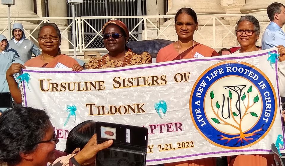 The new leadership team of the Ursuline Sisters of Tildonk includes, from left, Matilda Dungdung, Espérance Hamuli, Nirmala Kujur and Bimla Minj. (Courtesy of Ursuline Sisters of Tildonk)
