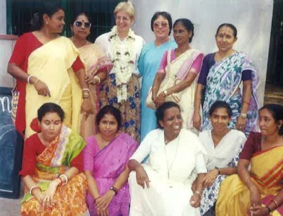 Loreto Sr. Patricia Murray, top row center, with Loreto novices in Kolkata, India, in the late 1990s (Courtesy of Patricia Murray)