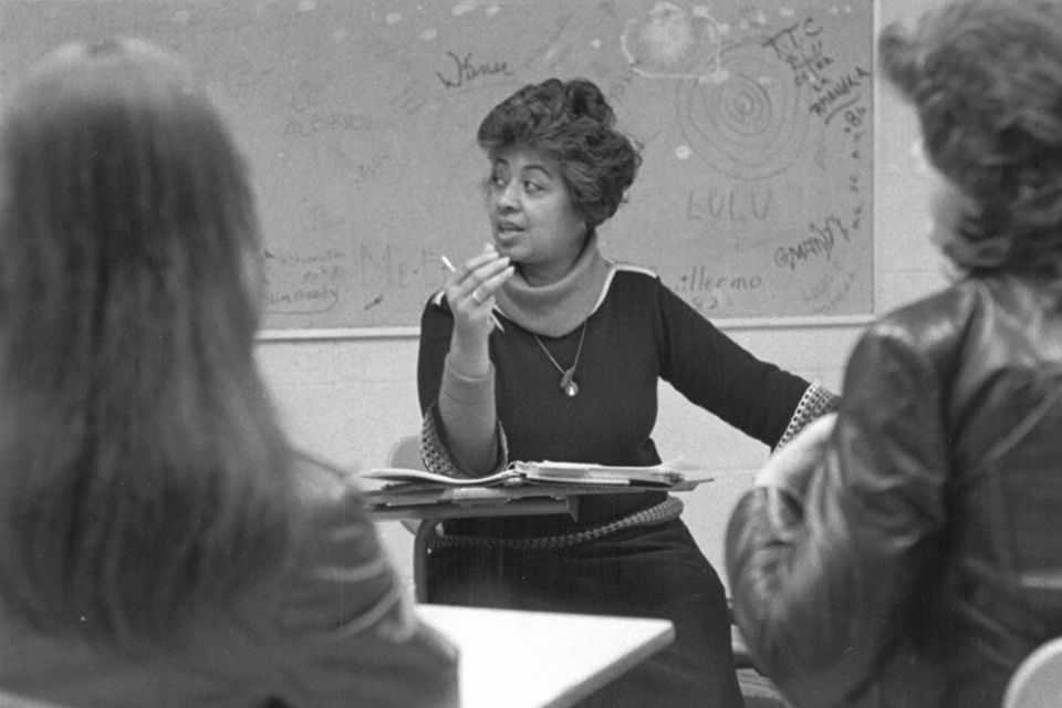 Adrian Dominican Sr. Rosalie Esquerra teaches young adults in Life Directions, a peer-to-peer organization she helped found in 1973 to address violence, in the 1980s. Life Directions continues to serve at-risk youth in Detroit and Chicago.