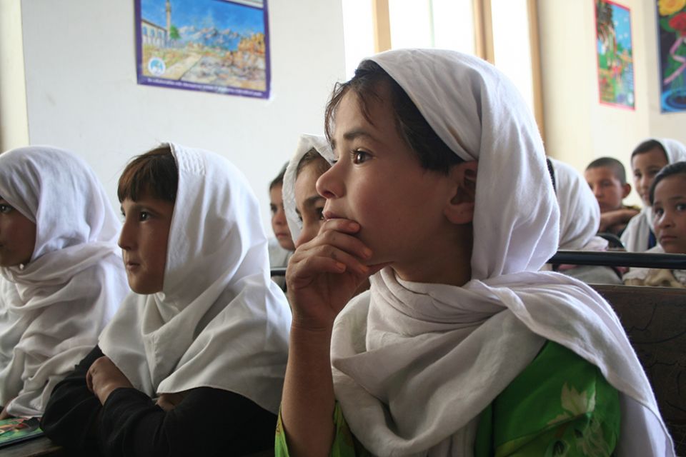 Boys and girls share a classroom in 2008 in Kabul, Afghanistan, at a rehabilitation center for youths who have experienced trauma and violence. (Church World Service/Chris Herlinger)