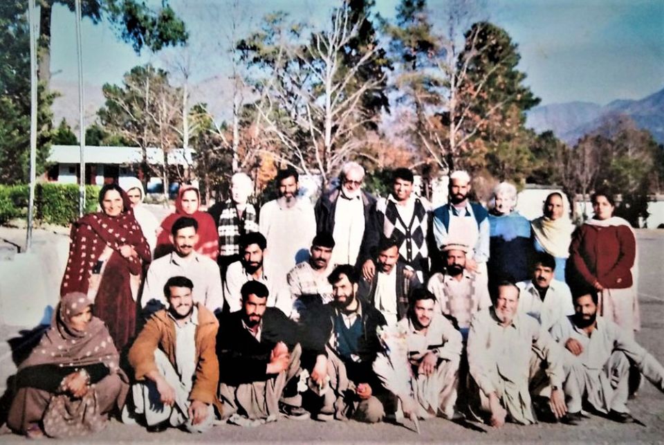 The staff of the 1,000-student public school Sangota in Swat, on the northwest frontier of Pakistan, where Presentation Sr. Anne Lyons held the role of principal for a brief period in 2006 (Courtesy of Anne Lyons)