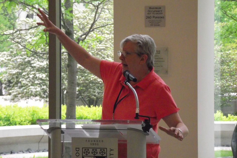 Dominican Sr. Barbara Schwarz presents a keynote on "Arts as Preaching" at the Dominican College Preaching in Action Conference, which she said she usually does every year. (Courtesy of Barbara Schwarz) Dominican Sr. Barbara Schwarz presents a keynote on "Arts as Preaching" at the Dominican College Preaching in Action Conference, which she said she usually does every year. (Courtesy of Barbara Schwarz)