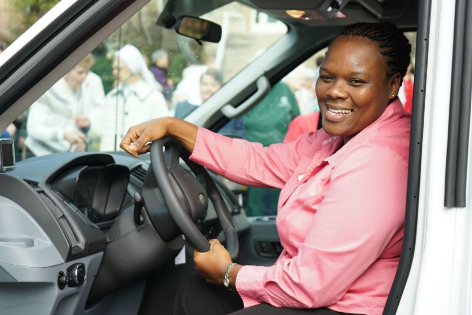 In Nazareth, Kentucky, Sr. Carlette Gentle drives a wheelchair-accessible van she was able to purchase after a fundraiser. The van was later sent to Belize City, Belize. (Provided photo)