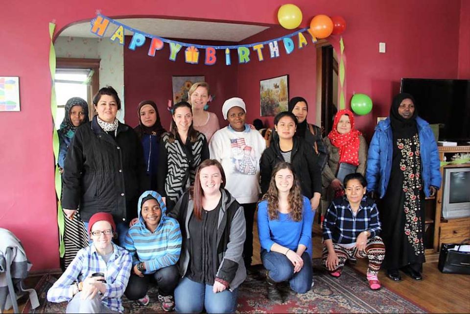 Mary's House, which serves refugees who are single mothers in Cleveland, throws a surprise party celebrating all of the moms' birthdays. (Provided photo)