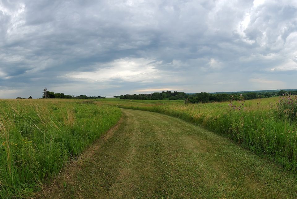 The restored prairieland conserved by the Sisters of St. Francis near Dubuque, Iowa, includes land that was farmed by the first sisters to arrive in the area. (EarthBeat photo/Brian Roewe)