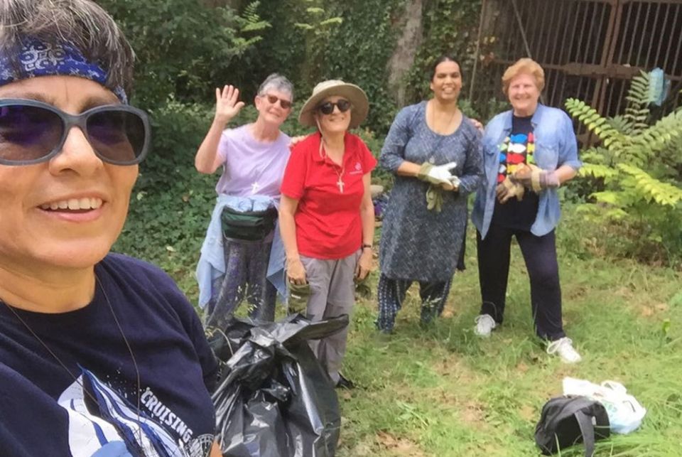 A group of sisters from the Religious of the Sacred Heart generalate in Rome clean a garden at one of congregation’s convents near the Janiculum Hill in Rome. The congregation has a number of environmental ministries, including one in Colombia focusing on A group of sisters from the Religious of the Sacred Heart generalate in Rome clean a garden at one of congregation’s convents near the Janiculum Hill in Rome. The congregation has a number of environmental ministries, including one in Colombia focusing on