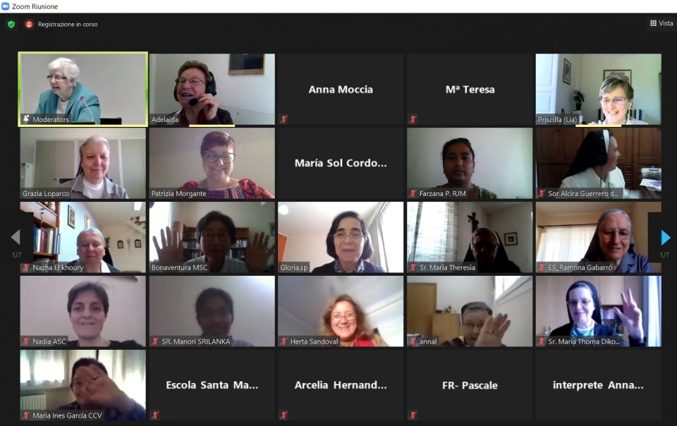 Participants in a June 3 webinar hosted by the International Union of Superiors General and focused on education (Courtesy of UISG) Participants in a June 3 webinar hosted by the International Union of Superiors General and focused on education (Courtesy of UISG)