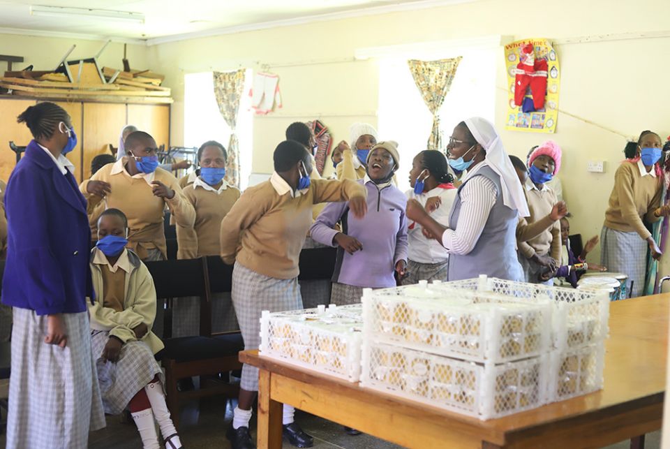 Sr. Beatrice Kaari of the Assumption Sisters of Nairobi leads girls at Limuru Cheshire Home in song and dance that encourages confidence and a sense of belonging to the girls. (Wycliff Oundo) Sr. Beatrice Kaari of the Assumption Sisters of Nairobi leads girls at Limuru Cheshire Home in song and dance that encourages confidence and a sense of belonging to the girls. (Wycliff Oundo)