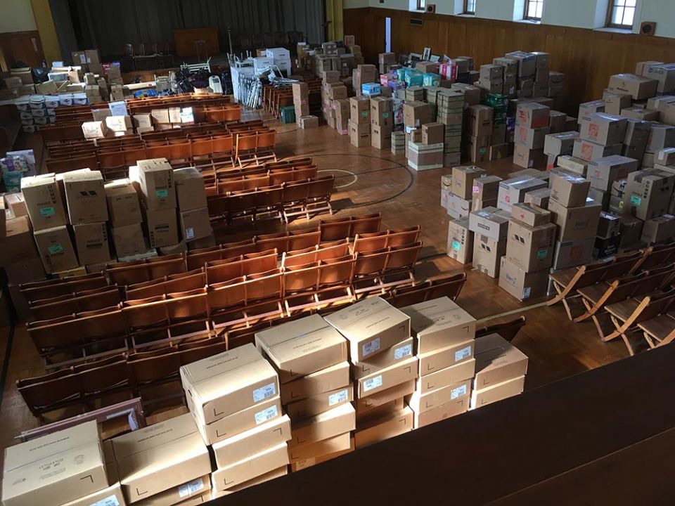 Goods sorted and packed for communities in Ukraine from the motherhouse of St. Basil the Great in Philadelphia (Courtesy of Sisters of St. Basil the Great)
