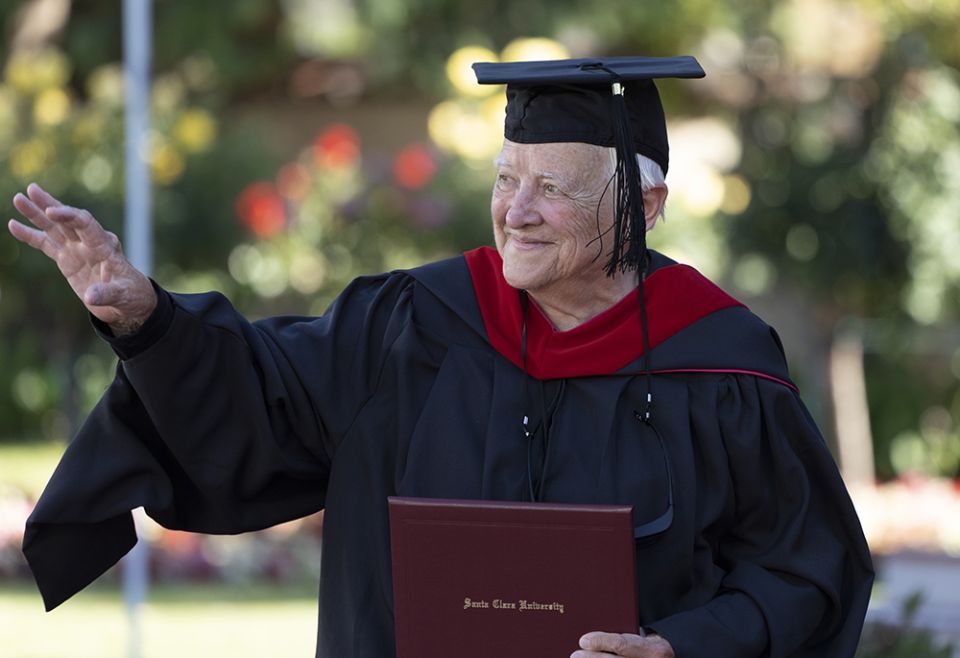 Sacred Heart Sr. Judith Roach receives her master's degree in pastoral ministry June 11 from Santa Clara University at age 87. (Courtesy of Santa Clara University)