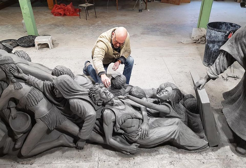 Canadian artist Timothy Schmalz's sculpture "Let the Oppressed Go Free" includes more than 50 figures depicting a range of victims of various types of human trafficking.