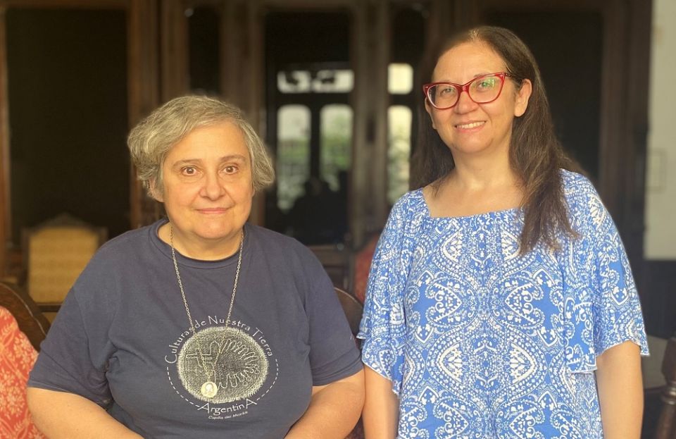Sr. María Laura Roger, left, and Sandra Mazzanti, co-coordinators of Red Kawsay Buenos Aires, in Buenos Aires