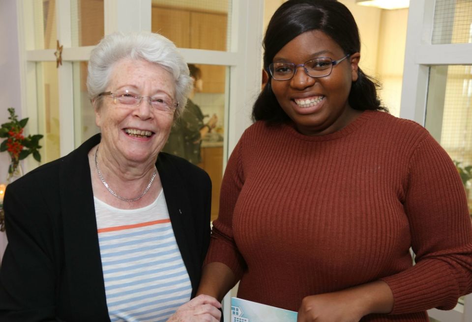 Mercy Sr. Helena O'Donoghue, left, with Rutendo, a client of Mercy Law Resource Centre in Dublin. The center, set up by the Sisters of Mercy, provides free legal advice and representation to people experiencing homelessness. (MLRC/David Speirs) Mercy Sr. Helena O'Donoghue, left, with Rutendo, a client of Mercy Law Resource Centre in Dublin. The center, set up by the Sisters of Mercy, provides free legal advice and representation to people experiencing homelessness. (MLRC/David Speirs)