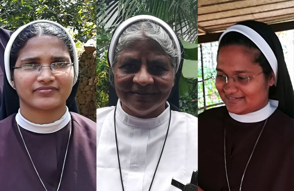 From left: Missionaries of Jesus Sr. Neena Rose; Franciscan Clarist Sr. Lissy Vadakkel; Missionaries of Jesus Sr. Anupama Kelamangalathuveli (Photos by Saji Thomas)