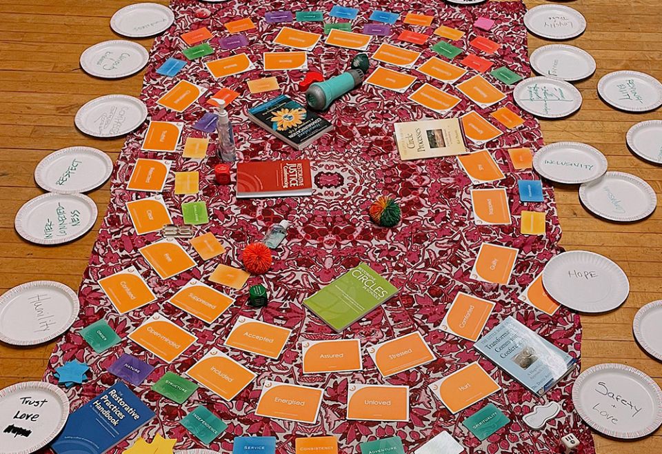 In every restorative justice training with the New York Peace Institute, they set this up in the center of our circle. (Courtesy of Caileigh Pattisall)
