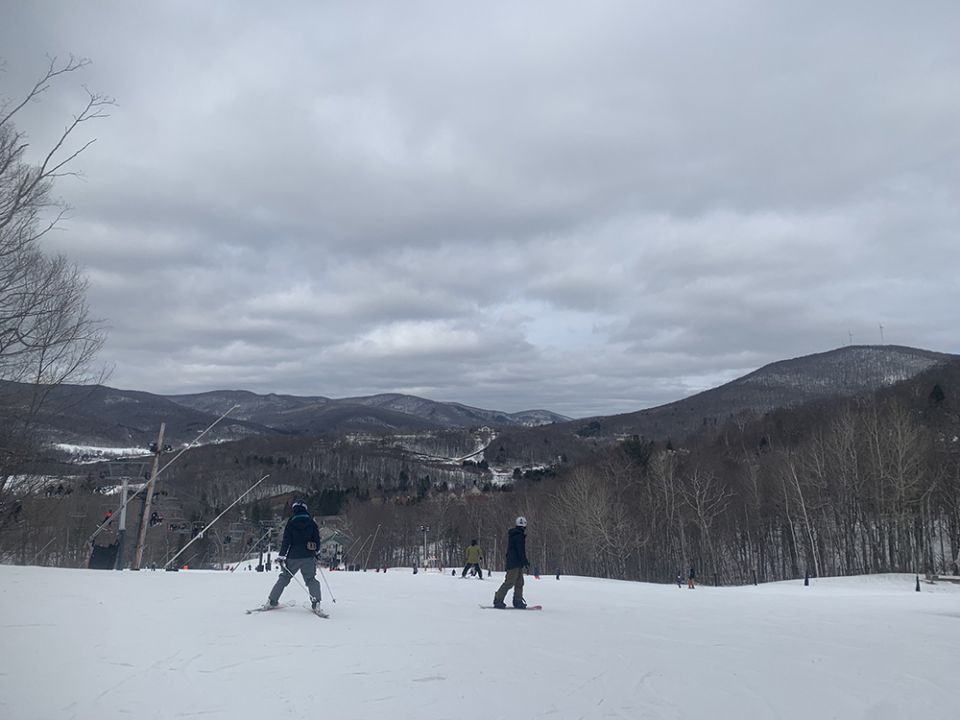 A picture of the surrounding mountains in Massachusetts from the top of a smaller, beginner slope (not the bunny hill). Getting out of the city and getting a change of scenery made me see that there is a world of opportunity for me. (Celina Kim Chapman)